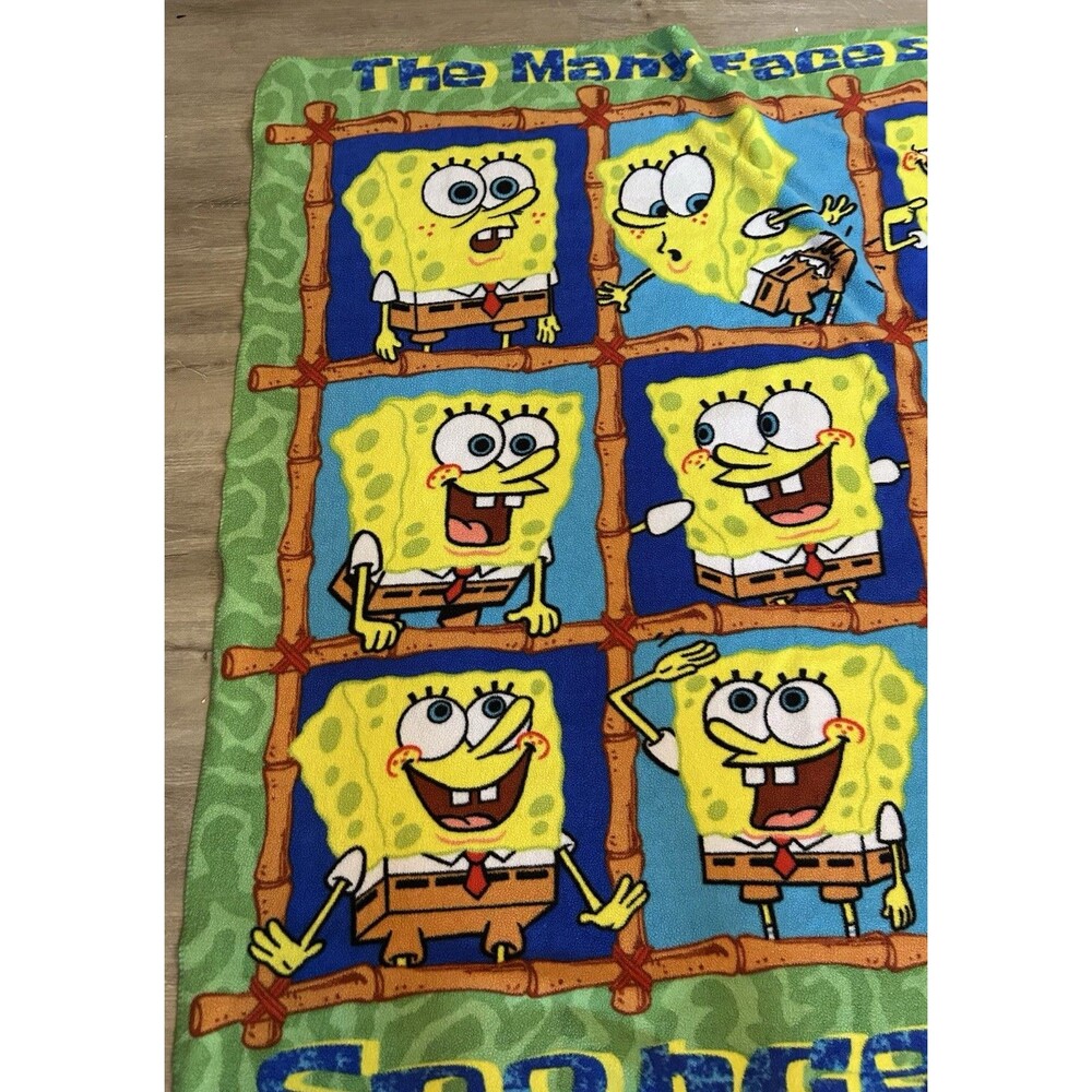 Nickelodeon SpongeBob SquarePants Throw Blanket Vintage 2003 55x50 Fleece Plush - Picture 4 of 8